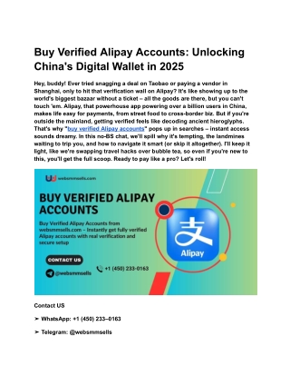 Buy Verified Alipay Accounts_ Unlocking China's Digital Wallet in 2025
