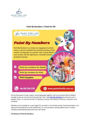 Paint By Numbers | Paint for Life