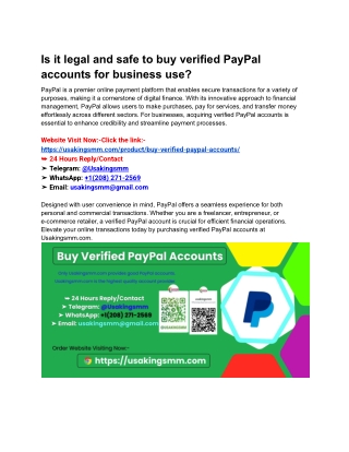 Is it legal and safe to buy verified PayPal accounts for business use