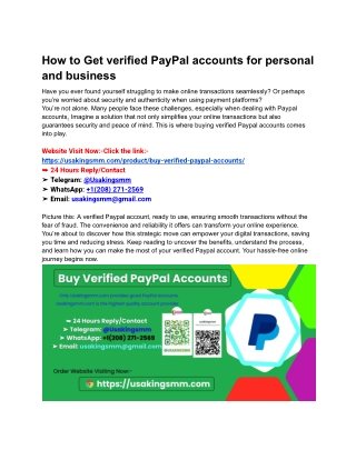 How to Get verified PayPal accounts for personal and business