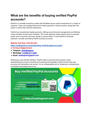 What are the benefits of buying verified PayPal accounts