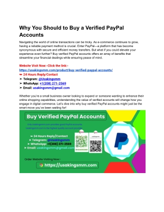 Why You Should to Buy a Verified PayPal Accounts