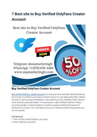 7 Best site to Buy Verified OnlyFans Creator Account