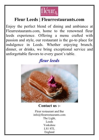 Fleur Leeds | Fleurrestaurants.com