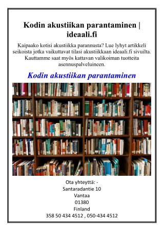 Kodin akustiikan parantaminen | ideaali.fi