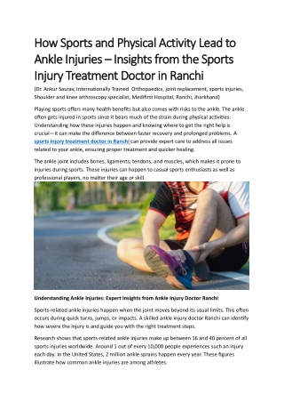 How Sports and Physical Activity Lead to Ankle Injuries