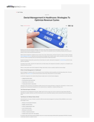 Denial Management in Healthcare - Strategies to Optimize RCM
