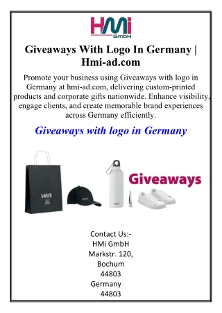 Giveaways With Logo In Germany | Hmi-ad.com