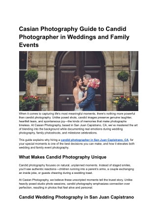 Casian Photography Guide to Candid Photographer in Weddings and Family Events