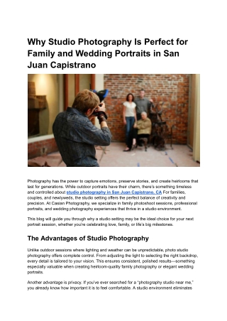 Why Studio Photography Is Perfect for Family and Wedding Portraits in San Juan Capistrano