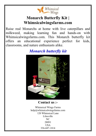 Monarch Butterfly Kit | Whimsicalwingsfarms.com