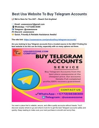 Best Usa Website To Buy Telegram Accounts