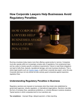 How Franklin Ogele Assists Companies in Dodging Regulatory Penalties