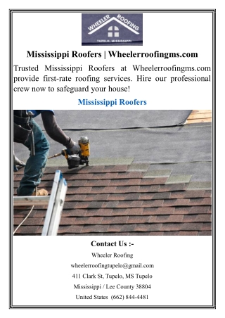 Mississippi Roofers  Wheelerroofingms