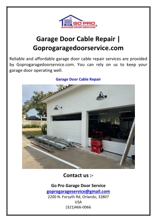 Garage Door Cable Repair  Goprogaragedoorservice.com