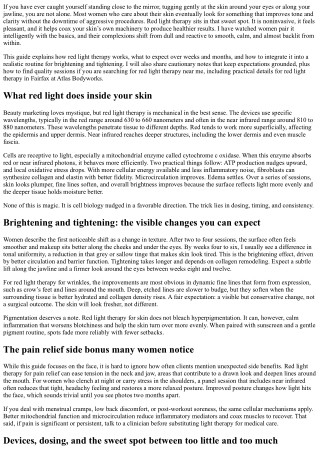 Red Light Therapy for Skin: Women’s Brightening and Tightening Guide