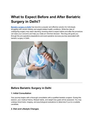 What to Expect Before and After Bariatric Surgery in Delhi