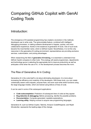 Comparing GitHub Copilot with GenAI Coding Tools