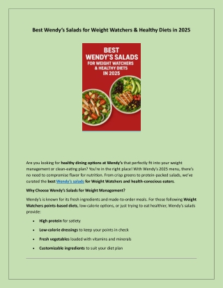 Best Wendy’s Salads for Weight Watchers & Healthy Diets in 20