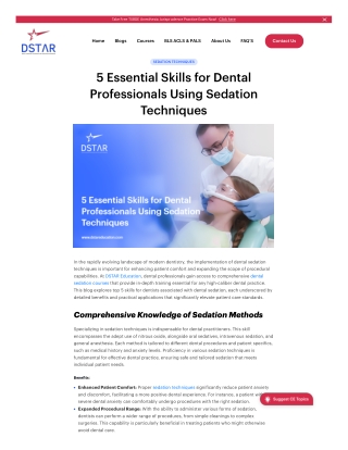 5 Essential Skills for Dental Professionals Using Sedation Techniques