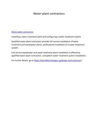 Water plant contractors