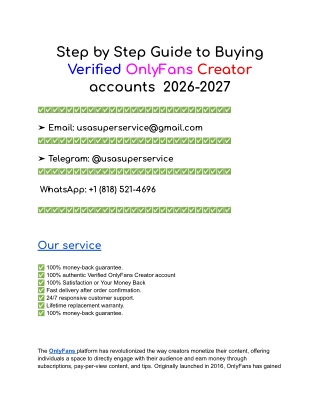 Step by Step Guide to Buying Verified OnlyFans Creator accounts  2026-2027