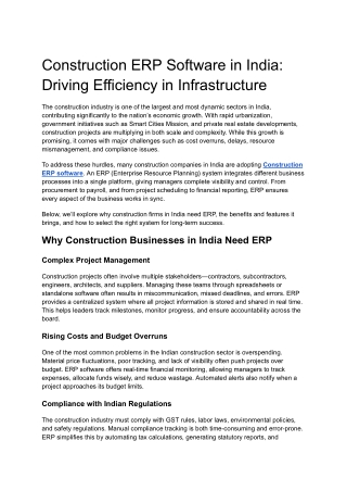 Construction ERP Software in India_ Driving Efficiency in Infrastructure