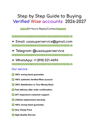 Step by Step Guide to Buying Verified Wise accounts  2026-2027
