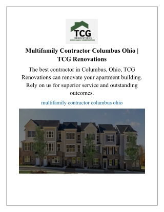Multifamily Contractor Columbus Ohio | TCG Renovations