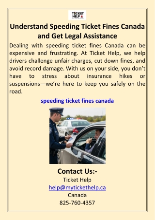 Understand Speeding Ticket Fines Canada and Get Legal Assistance