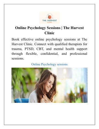 Online Psychology Sessions | The Harvest Clinic