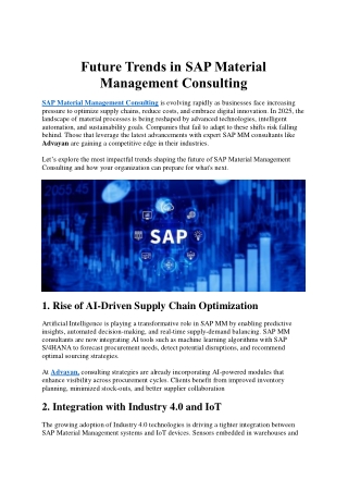 Future Trends in SAP Material Management Consulting