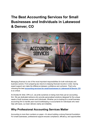 The Best Accounting Services for Small Businesses and Individuals in Lakewood & Denver, CO