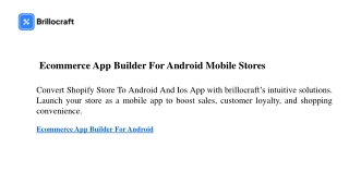 Ecommerce App Builder For Android Mobile Stores