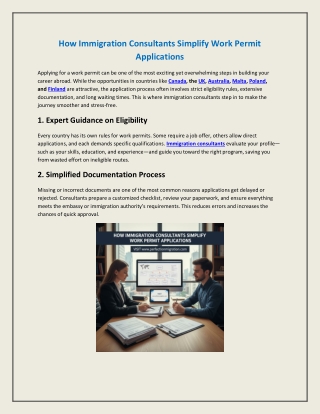 How Immigration Consultants Simplify Work Permit Applications