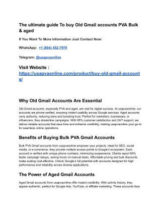 The ultimate guide To buy Old Gmail accounts PVA Bulk & aged