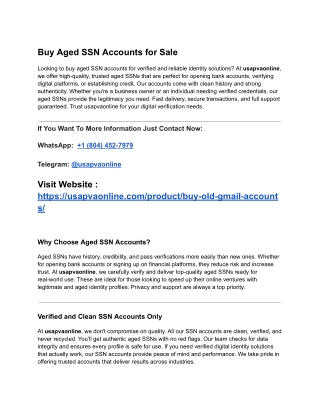 Buy Aged SSN Accounts for Sale