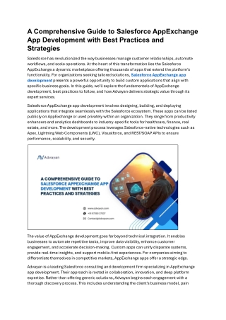 A Comprehensive Guide to Salesforce AppExchange App Development with Best Practices and Strategies