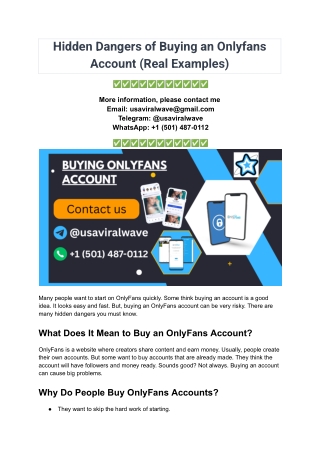 Hidden Dangers of Buying an Onlyfans Account (Real Examples)