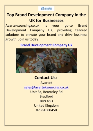 Top Brand Development Company in the UK for Businesses