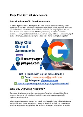 Buy Aged Gmail Accounts_ Instant Access