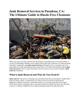 Junk Removal Services in Pasadena