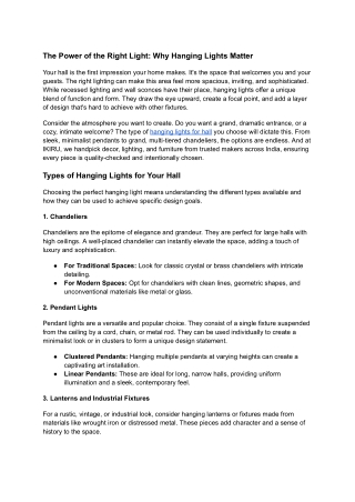 The Power of the Right Light_ Why Hanging Lights Matter