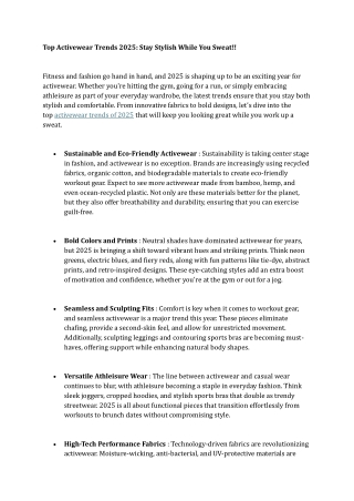 Top Activewear Trends 2025 Stay Stylish While You Sweat!!