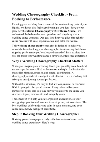 Wedding Choreography Checklist – From Booking to Performance