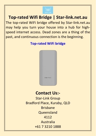 Top-rated Wifi Bridge  Star-link.net.au