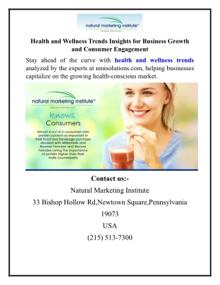 Health and Wellness Trends Insights for Business Growth and Consumer Engagement