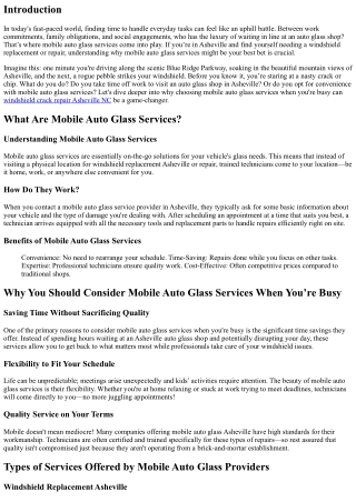 Why You Should Consider Mobile Auto Glass Services When You’re Busy