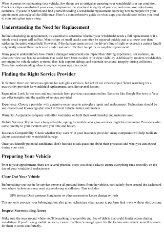 How to Prepare for Your Windshield Replacement Appointment in Sanford