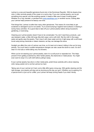 How to Care for Your Larimar Jewelry Cleaning Storage Tips